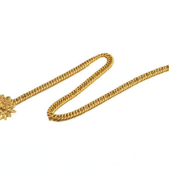 CHANEL CC Logos Leo Lion Charm Belt 30" Gold Tone Auth - Picture 2 of 5